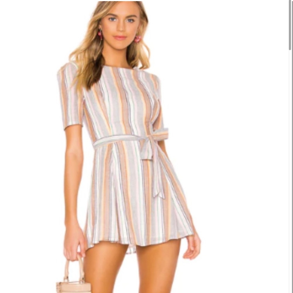 Tularosa  Iris Dress Bulti color stripe mini dress belted size small